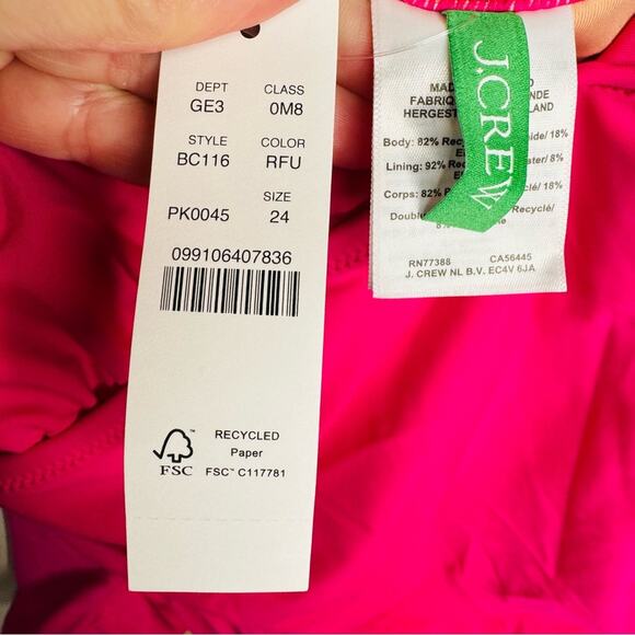 NWT J Crew Ruched One Piece Bathing Suit Swim Fuchsia Size 24 Plus - Picture 7 of 8
